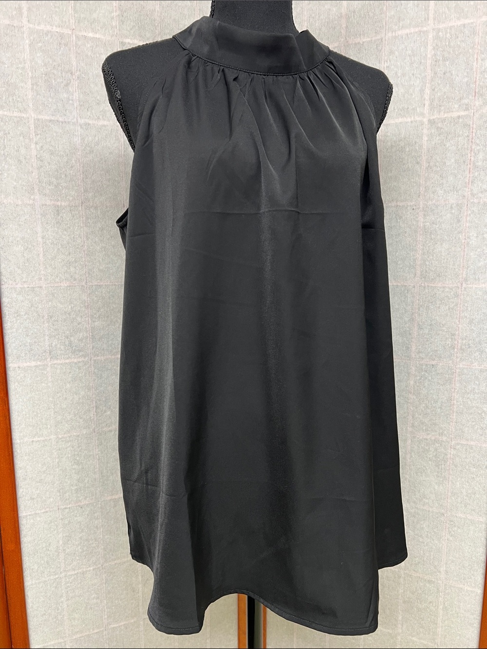 Black Sleeveless High-Neck Women's Top